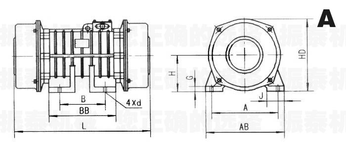 VB振動(dòng)電機(jī)外形參數(shù)圖A