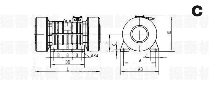 VB振動(dòng)電機(jī)外形參數(shù)圖C